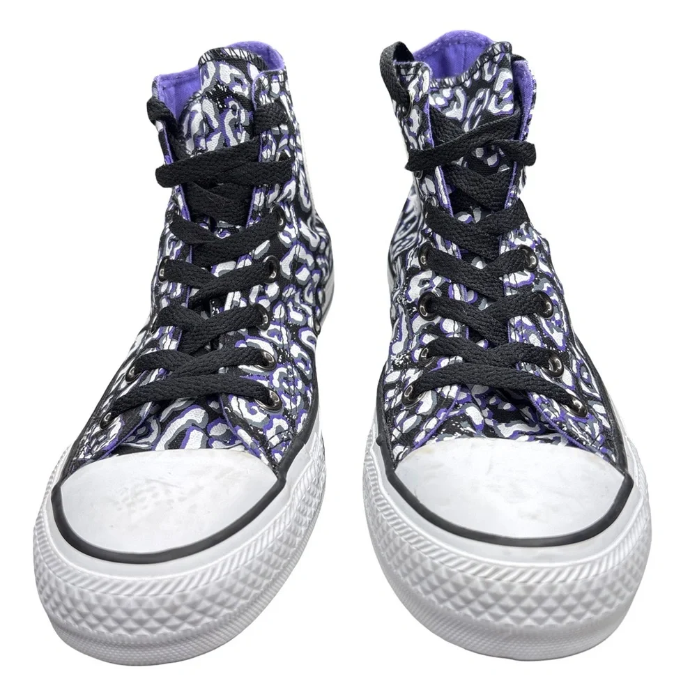 Converse Black, Purple and White Sneakers animal print Vibrant Purple Lining 6.5 - Picture 2 of 9
